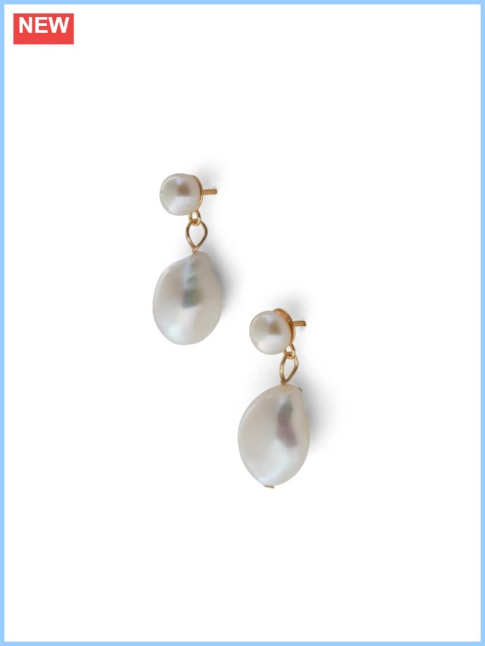 Freshwater Pearl Teardrop Earrings 14K Gold Plated Sterling Silver
